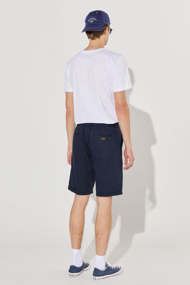 Regular Fit Normal Kesim %100 Pamuk Normal Bel Lacivert Chino Şort - 7