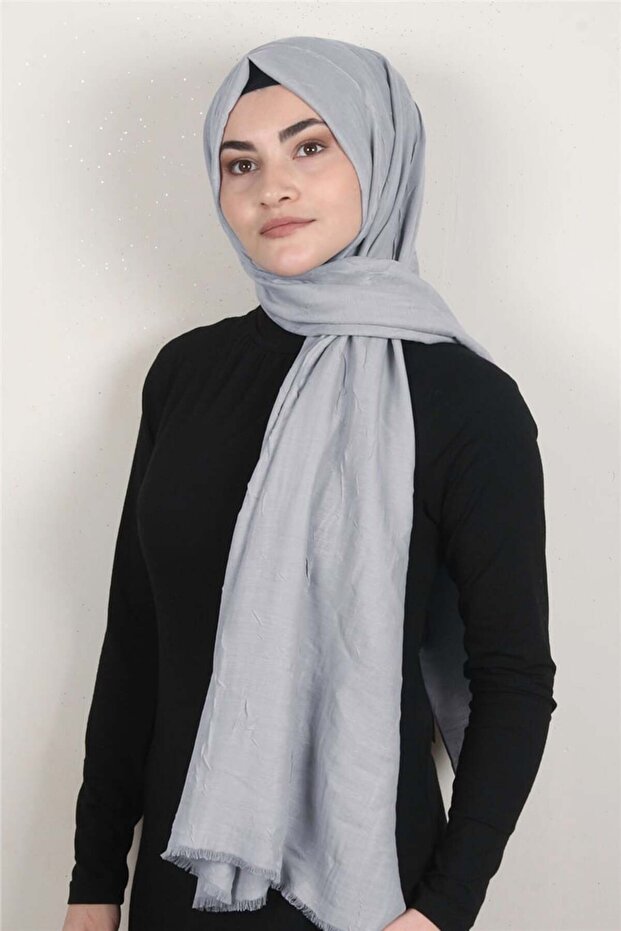 Bambu Kraşlı Şal 2724-21 Gri - 1