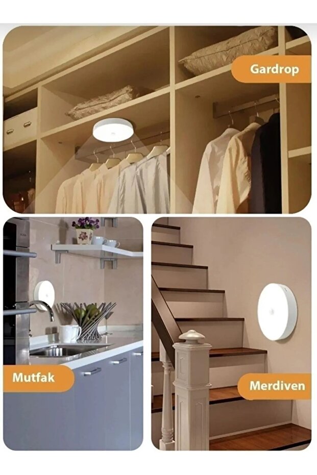Hareket Sensörlü Usb Şarjlı Led Işık Gece Lambası Mutfak Salon Merdiven Yatak Odası Dolap içi - 1