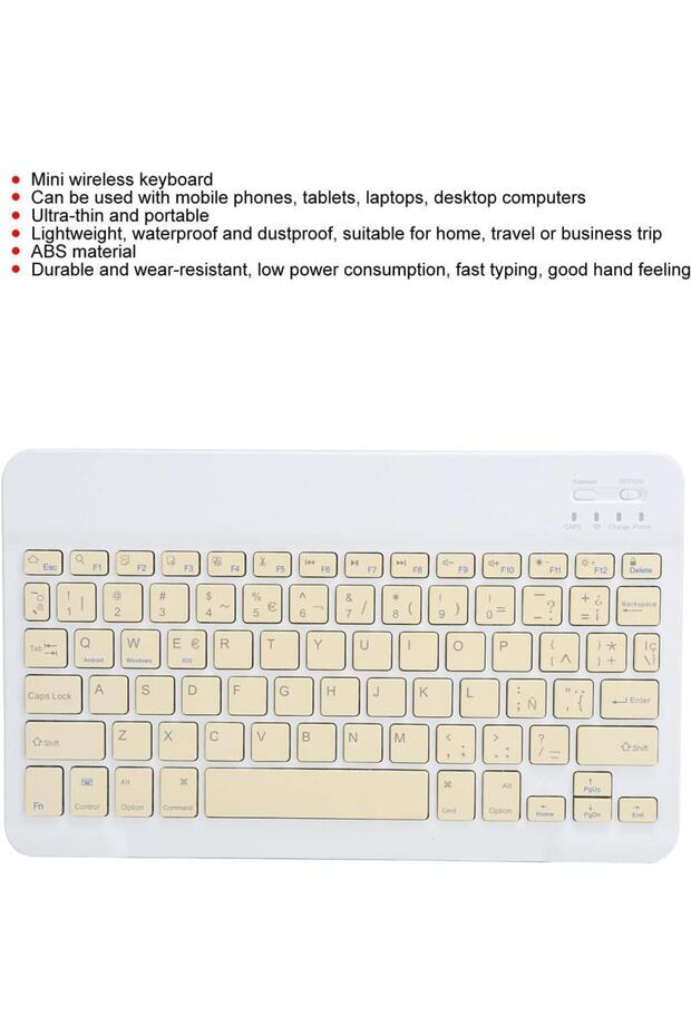 Lenovo Tab M9 ZAC30136TR 9" Uyumlu Kablosuz Bluetooth Şarj Edilebilir Mini Q Klavye - Sarı - 2