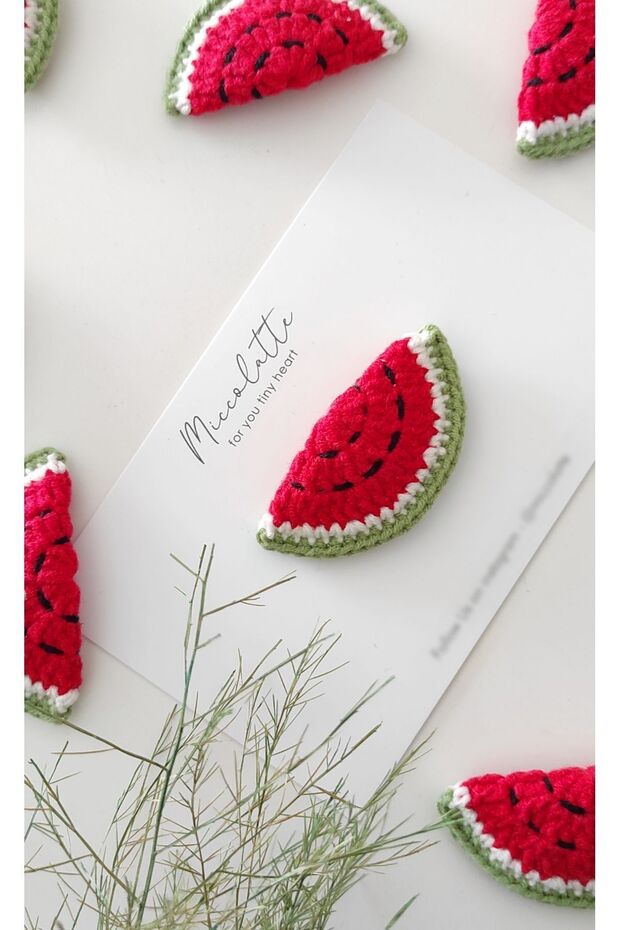Watermelon Figured Hand Knitted Hairless Baby Hairpin