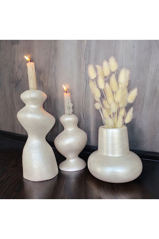 صندوق لؤلؤي مزخرف - مزهرية وشمعدان - 4