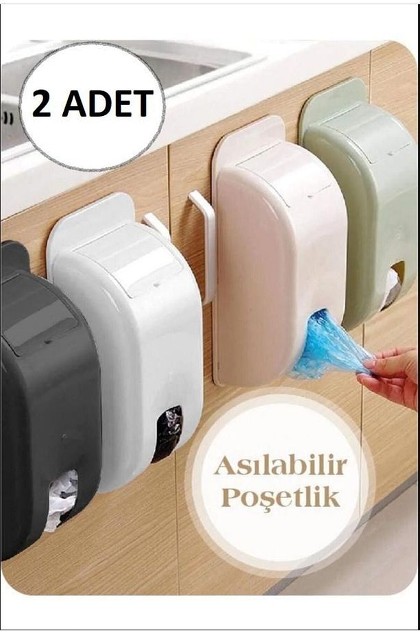 2 Adet Poşetlik, Poşet Sepeti, Asılabilir Poşet Galoş Organizeri Poşet Düzenleyici - 5
