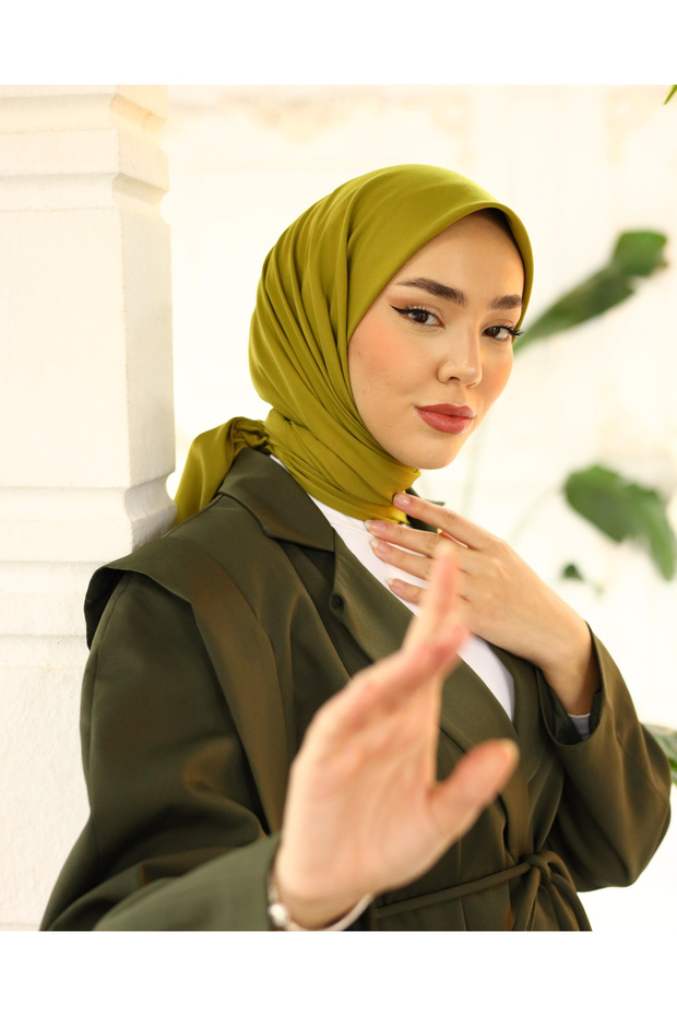 Eșarfă simplă verde ulei - 1