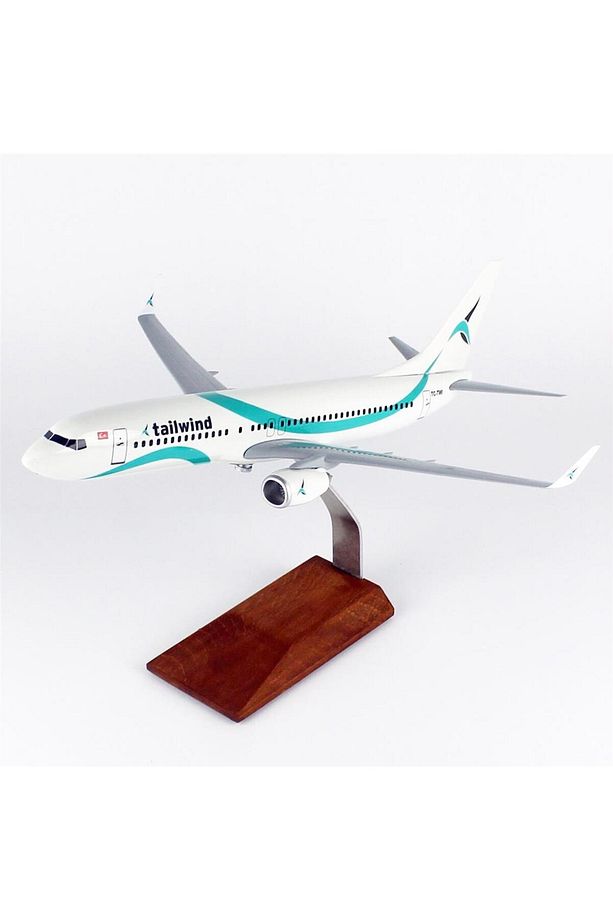 THY024 1/100 Ölçek, Tailwind Business B737-800 Yolcu Uçağı, Sergilemeye Hazır Ahşap Standlı Model - 2