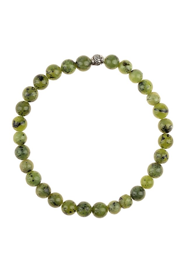 Canadian Jade Natural Stone Bracelet, 6mm Sphere Cut