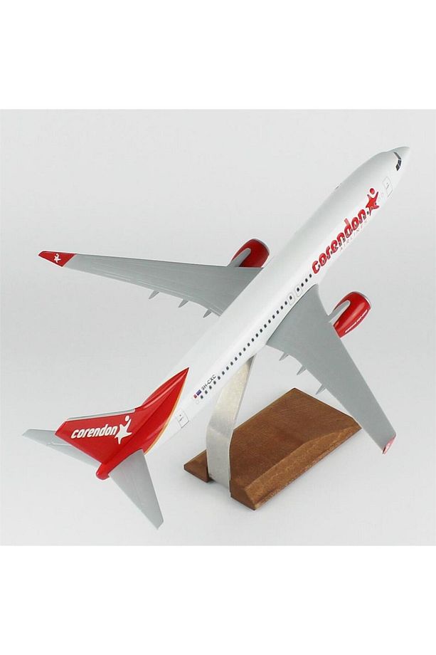 THY025 1/100 Ölçek, Corendon Airlines B737-800 Yolcu Uçağı, Sergilemeye Hazır Ahşap Standlı Model - 4