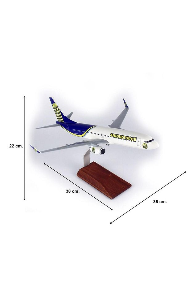 THY041 1/100 Ölçek, THY Ankara Gücü Logolu B737-800 Yolcu Uçağı, Sergilemeye Hazır Ahşap Standlı Mod - 5