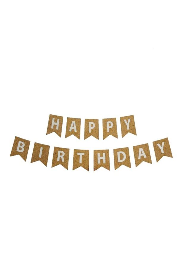 1 Piece Kraft Backdrop White Written Banner - Kraft - White Happy Birthday Banner
