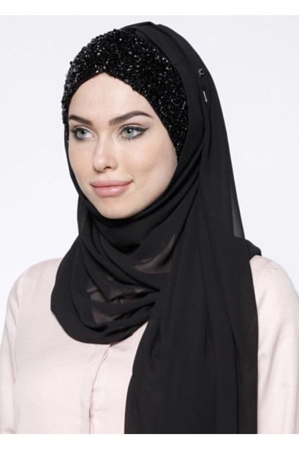 Sık Işleme Şal Siyah / Siyah - 3