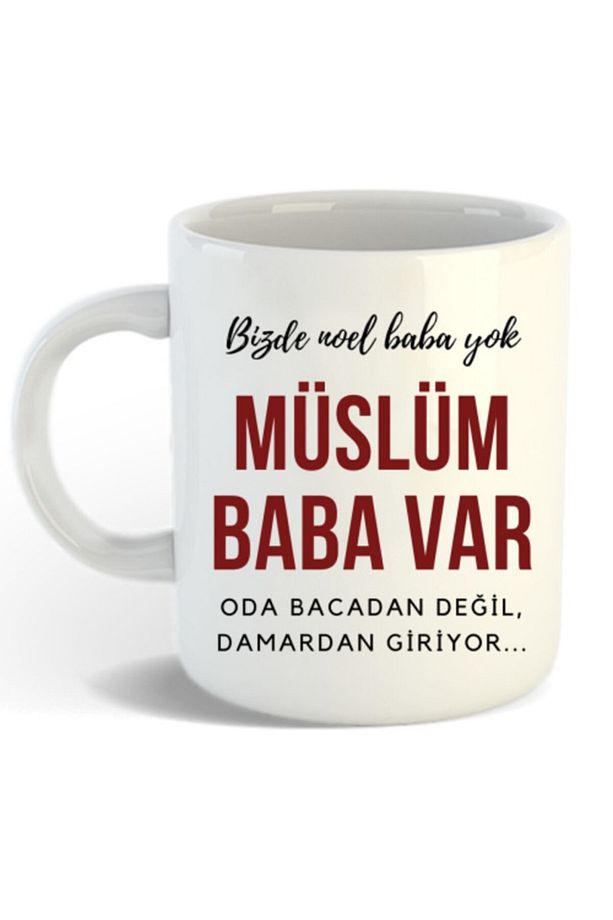 Noel Baba Yok Müslüm Baba Var Tasarımlı Beyaz Kupa Bardak - 2