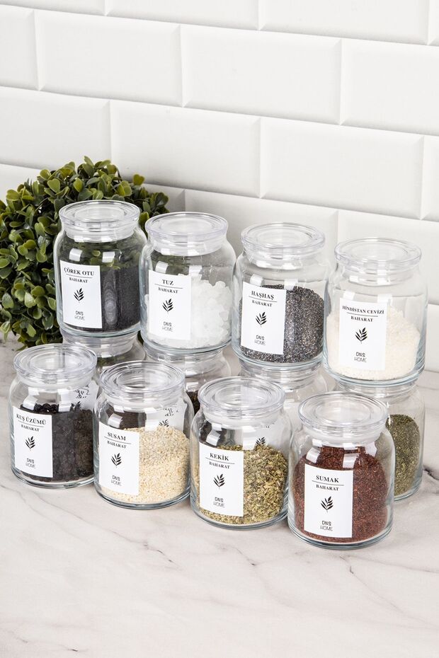 12 Piece Spice Jar Set with Transparent Lid Jar Set Spice Storage Container with Label Gift 300 ml - 1