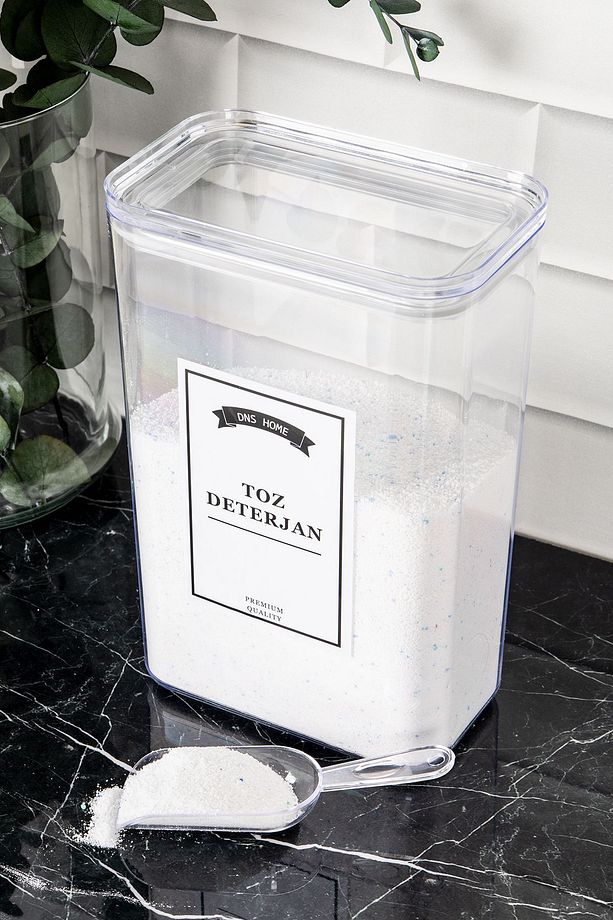 Toz Deterjan Ölçekli Saklama Kabı Vakum Kapaklı Saklama Kutusu Deterjanlık 3000 ml - 2