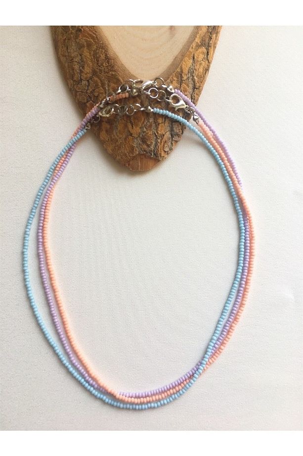 Minimal Boncuk Pastel Üçlü Kolye Seti - 1