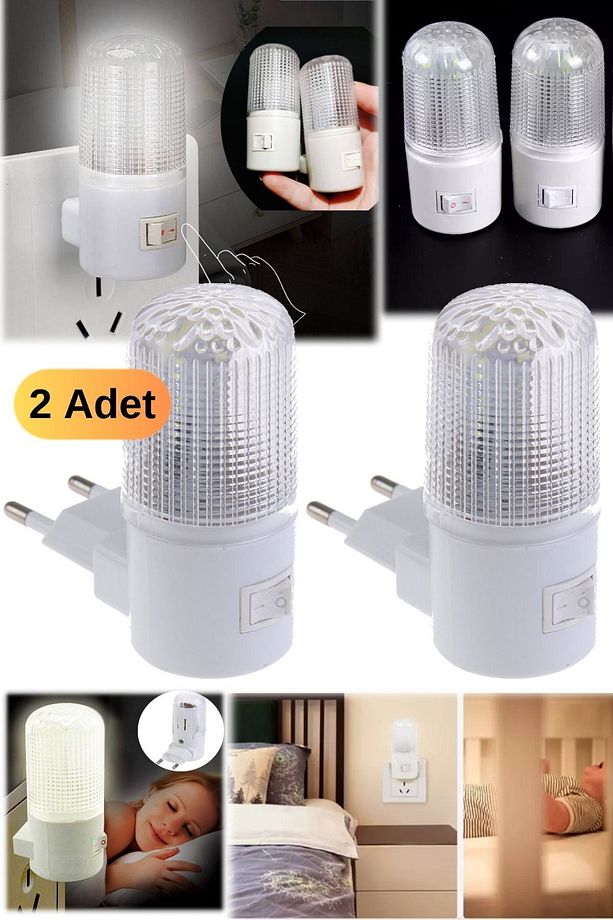 2 Adet Led Mini Gece Işığı Anahtarı Led Işık Göz Koruma Gece Lambası Bebek Odası Için Göz Ağrıtmaz - 2