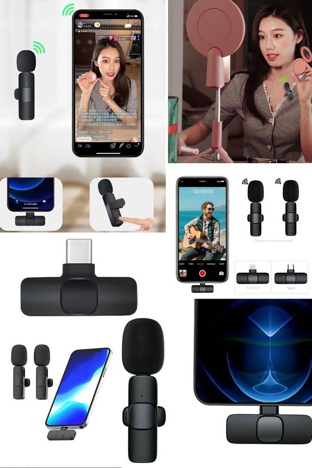 Type-c Android Uyumlu Kablosuz Yayıncılar Ve Ses Kayıt Için Yaka Mikrofunu Ses Kayıt Cihazı Siyah - 1