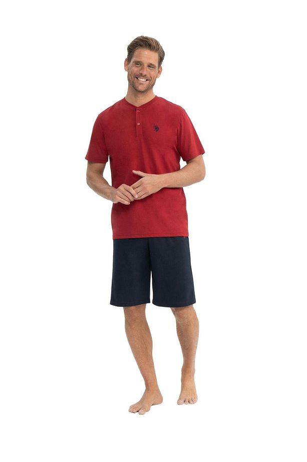 %100 Pamuklu, 5'li Çeyizlik Set Robdöşambr, Pijama ve Şort Takımı Bordo - 4