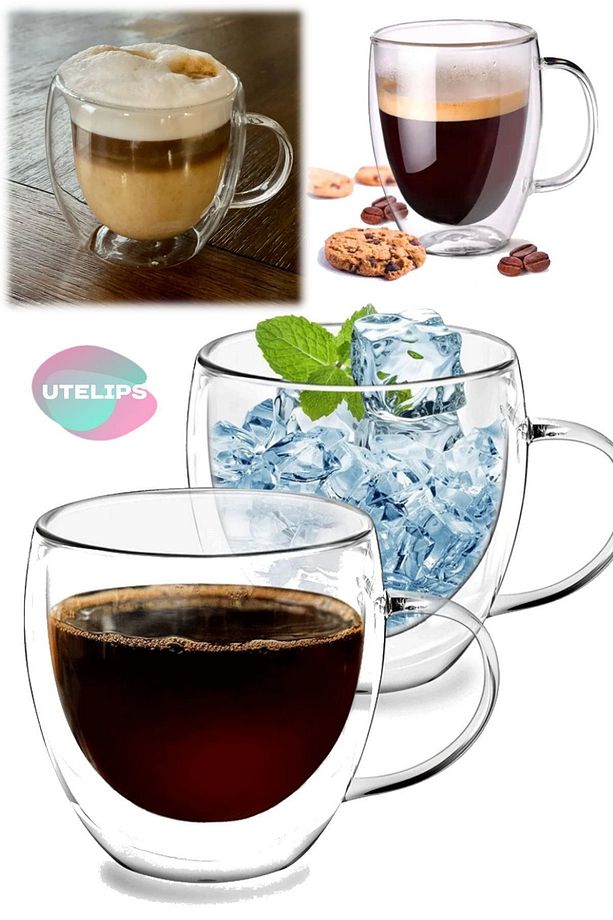 Kahve Çay Bardağı Kupa Çift Duvar Yalıtımlı Termal Şeffaf Sıcak İçecek Bardağı 85 Ml Fincan Şeffaf - 5