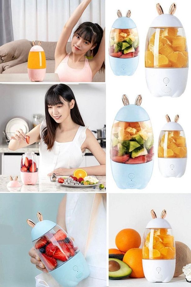 Tavşan Güzel Şarj Edilebilir Taşınabilir Meyve Ev Usb Bardak Meyve Sıkacağı Blender Mikser Bardak - 3