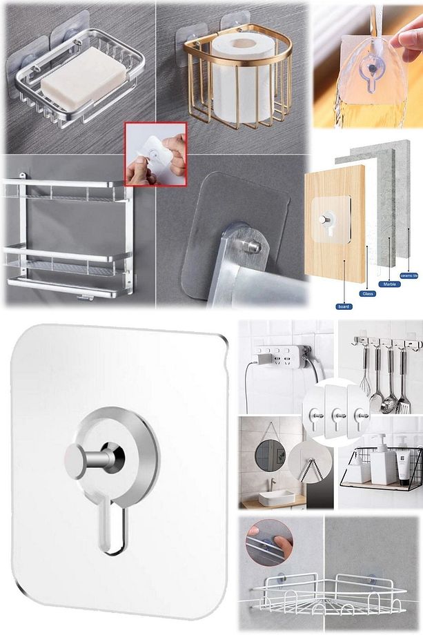 Mutfak Banyo Vida Kancası Çıkartma Duvar Delmeden Yapışkanlı Çivi Vida Askı Duvar Tablo Çerçeve Çivi - 3