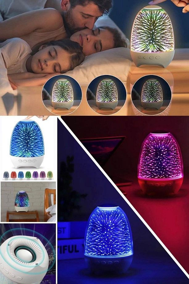 7 Renkli Dokumatik Speaker Gece Lambası Şarjlı Bluetooth Hoparlör Rengarenk Tatlı Gece Işığı Lambası - 6