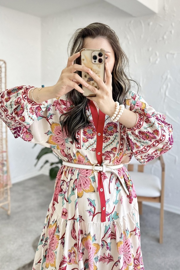 Katya Pembe Elbise - 6