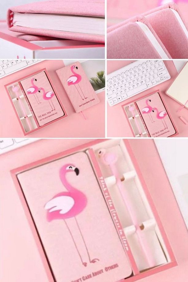 Defter & Kalem Seti Unicorn Sevimli Hayvan Figürlü Flamingo Dekorasyon Kızlar Not Defteri Kalın - 2