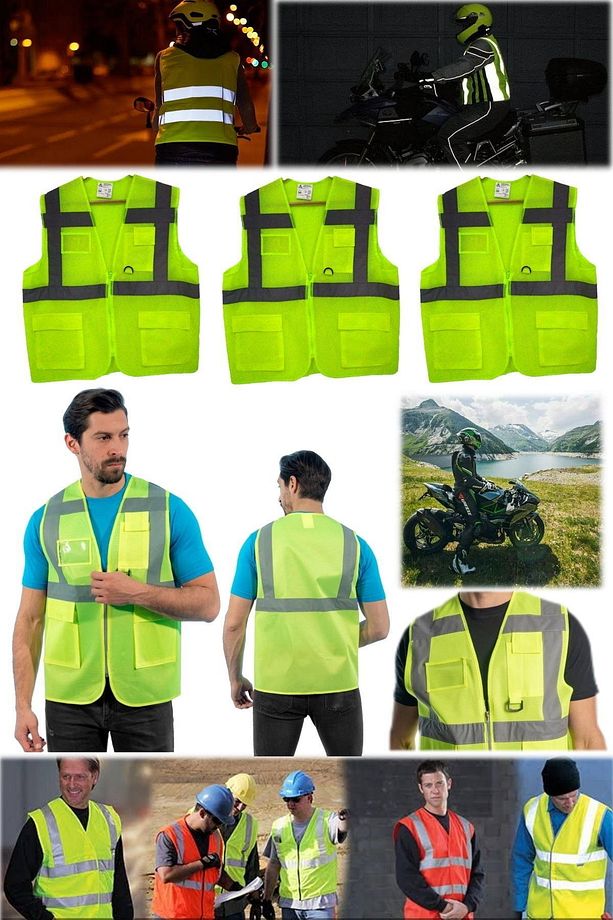 3 Adet Fosforlu Reflektörlü Mont Üstüne Giyilebilir Motorcu Yeleği Neon Sarı Yelek Müfredata Uygun - 2
