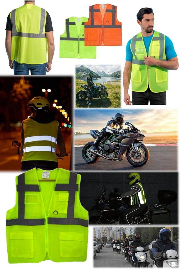 Neon Fosforlu Kurye Motorcu Müfredata Uygun Yeni Kural Reflektörlü Terletmez Fileli Cepli Yelek Sarı - 8