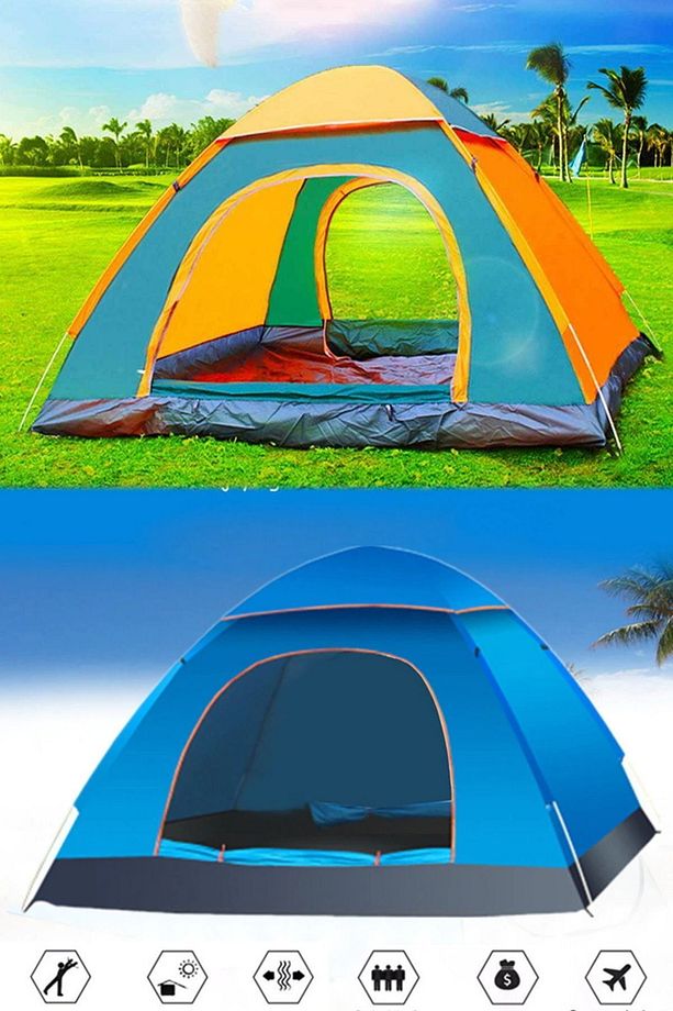 Su Geçirmez 5 Kişilik Profesyonel Otomatik Çadır Tek Hamlede Açılan Büyük Boy Kamp Çadırı Outdoor - 6
