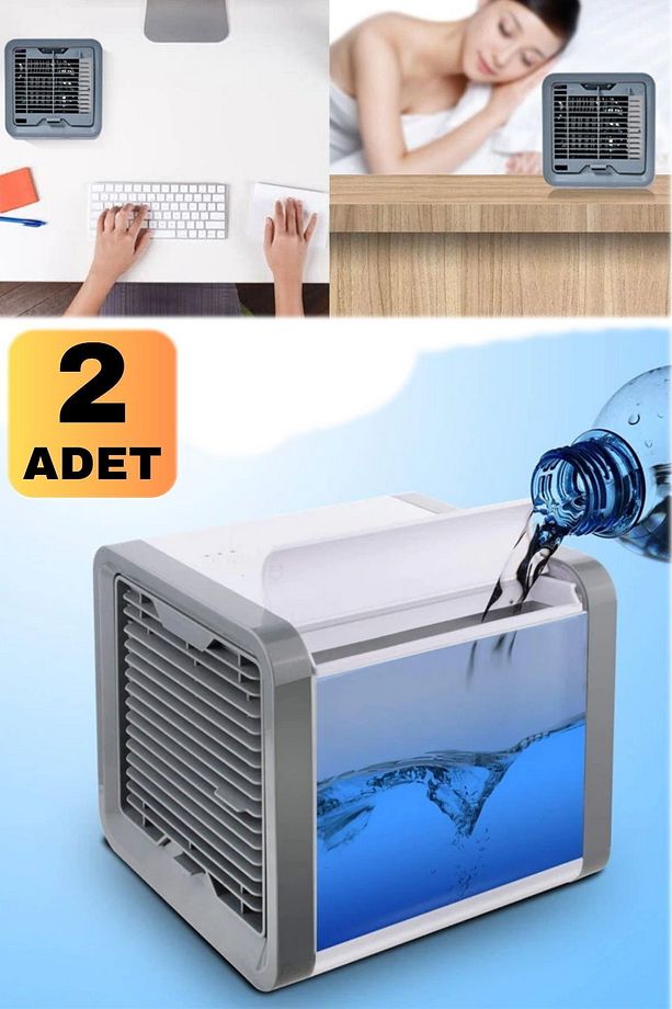 2 Adet Masa Üstü Su Ile Çalışan Akıllı Soğutucu Fan Mini Klima Profesyonel Oda Gamer Soğutucu Set - 2