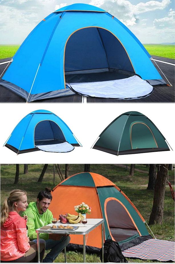 Su Geçirmez 3 Kişilik Profesyonel Otomatik Çadır Tek Hamlede Açılan Büyük Boy Kamp Çadırı Outdoor - 6