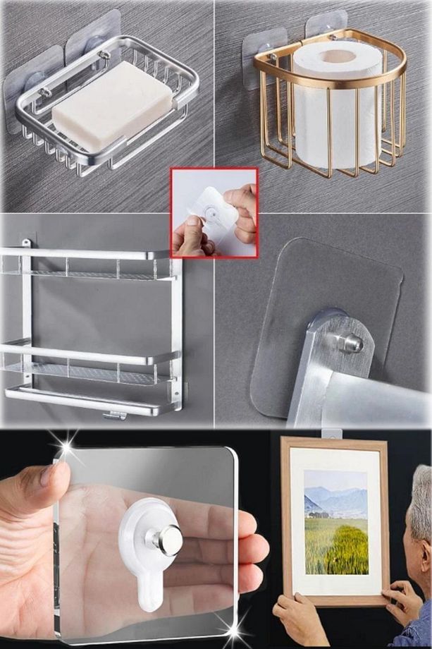 Mutfak Banyo Vida Kancası Çıkartma Duvar Delmeden Yapışkanlı Çivi Vida Askı Duvar Tablo Çerçeve Çivi - 6