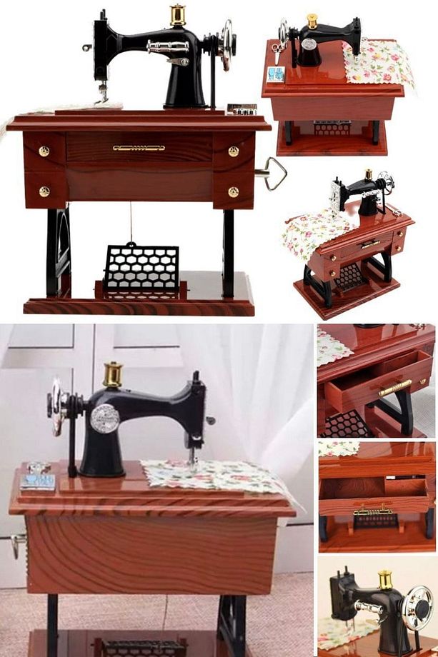 Müzik Kutusu Dikiş Makinesi Müzik Kutusu Avrupa El Sanatları Retro Dikiş Clockwork Ev Dekorasyon Şık - 1