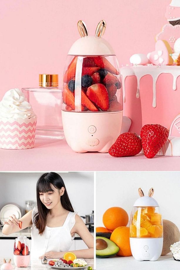 Tavşan Güzel Şarj Edilebilir Taşınabilir Meyve Ev Usb Bardak Meyve Sıkacağı Blender Mikser Bardak - 1