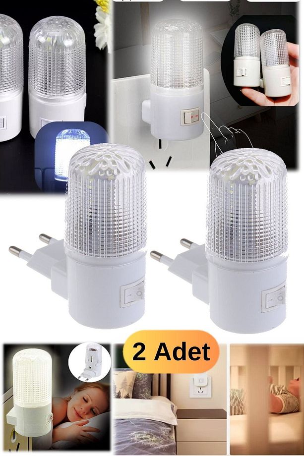 2 Adet Prize Takılan Tüm Odayı Aydınlatan Elektrik Tasarruflu Gece Lambası Aydınlatma Led Fener - 3