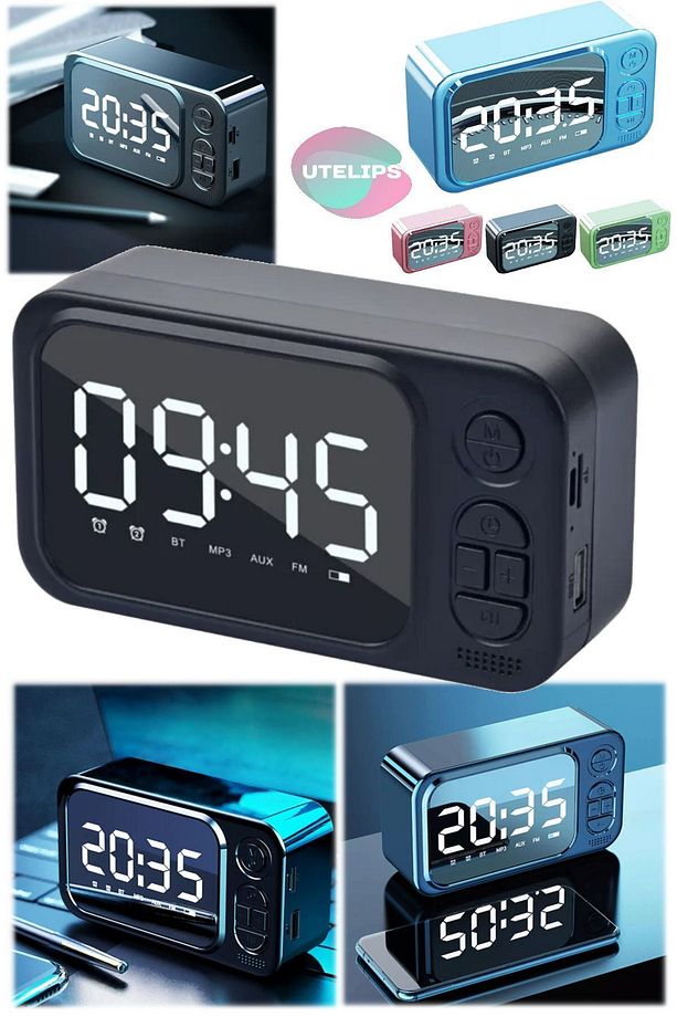 Yaratıcı Çalar Saat Bluetooth Pro Hoparlör Açık Taşınabilir Taşınabilir Kablosuz Alarmlı Masa Saati - 2