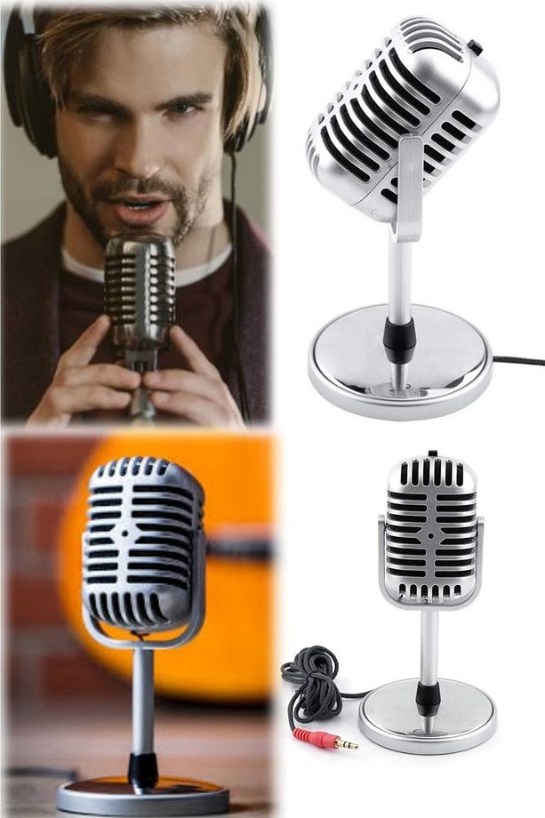Vintage Tarzı Mikrofon Stüdyo Kablolu Klasik Retro Kondansatörlü Mikrofon Klasik Tasarım Mikrofon - 4