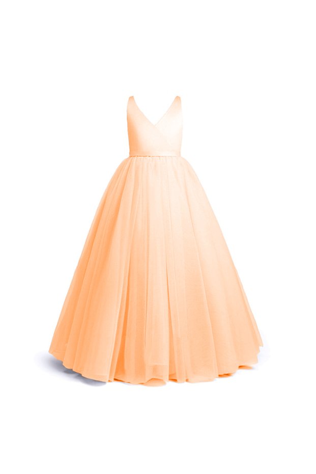 Girl's Salmon Color Long Graduation Birthday Prom Wrap Dress