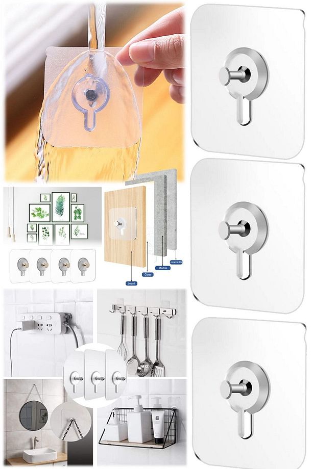 3 Adet Mutfak Banyo Vida Kanca Çıkartma Duvar Delmeden Yapışkanlı Çivi Vida Askı Duvar Tablo Çerçeve - 3