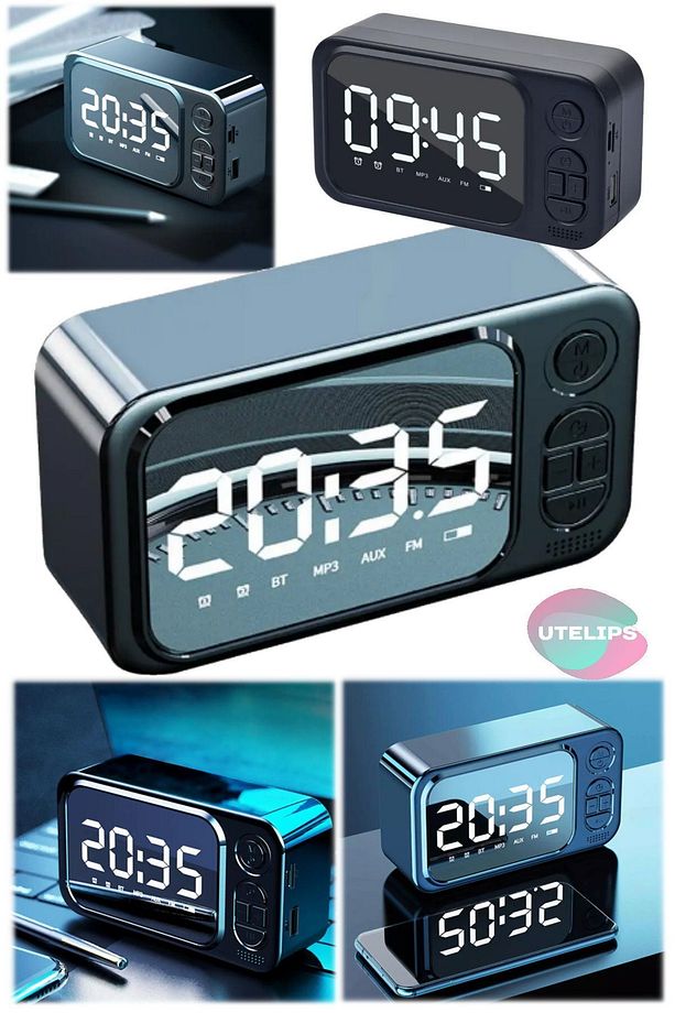 Yaratıcı Çalar Saat Bluetooth Pro Hoparlör Açık Taşınabilir Taşınabilir Kablosuz Alarmlı Masa Saati - 1