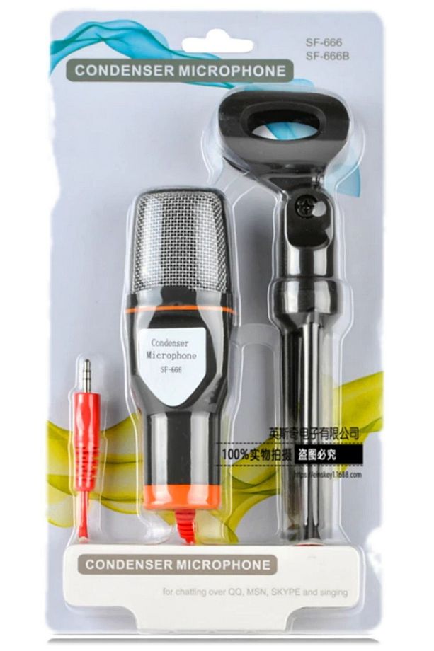 Profesyonel Yayıncı Mikrofonu Ses Kayıt 3.5mm Kablolu Mikrofon + Tripod Seti Şık Tasarım Kayıt Için - 6