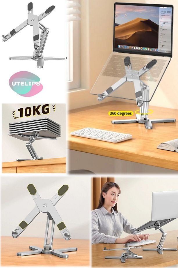 X Şeklinde Stand 10 Kg Kadar Taşıyabilir X Leptop Standı 360 Derece Dönebilen Taban Katlanabilir - 1