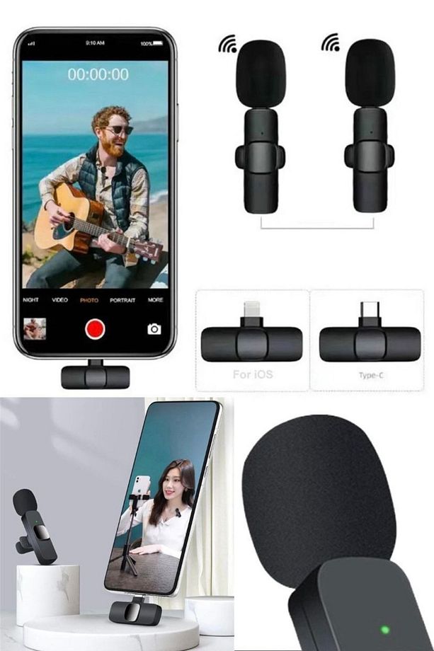 Type-c Android Uyumlu Kablosuz Yayıncılar Ve Ses Kayıt Için Yaka Mikrofunu Ses Kayıt Cihazı Siyah - 3