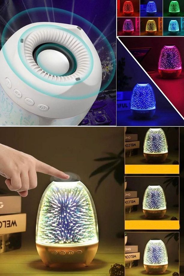 7 Renkli Dokumatik Speaker Gece Lambası Şarjlı Bluetooth Hoparlör Rengarenk Tatlı Gece Işığı Lambası - 8