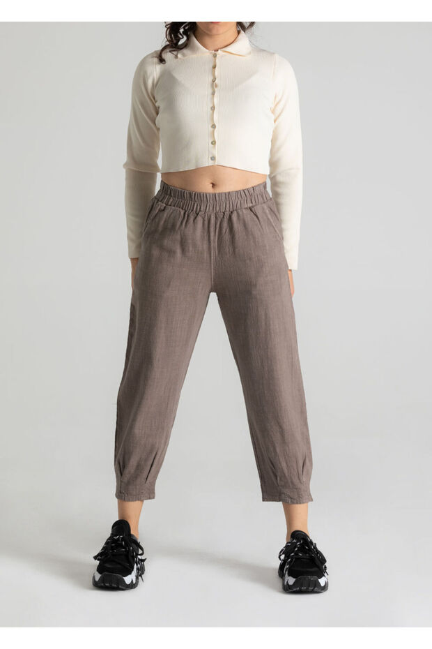 Paçası Pileli Pantolon - 1