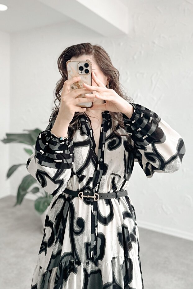 Aline Siyah Elbise - 3