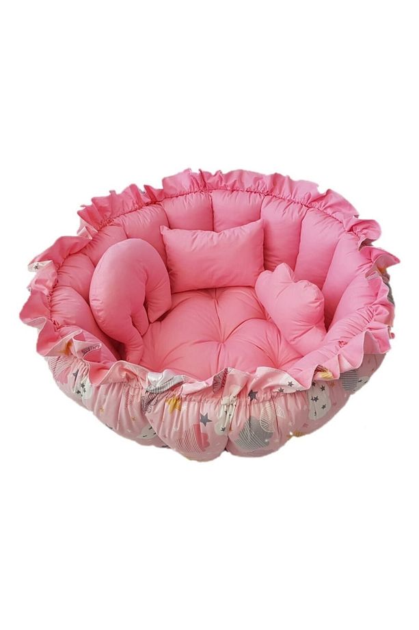 Pembe Bulut Pembe Yuvarlak Uyku Ve Oyun Minderi - 1
