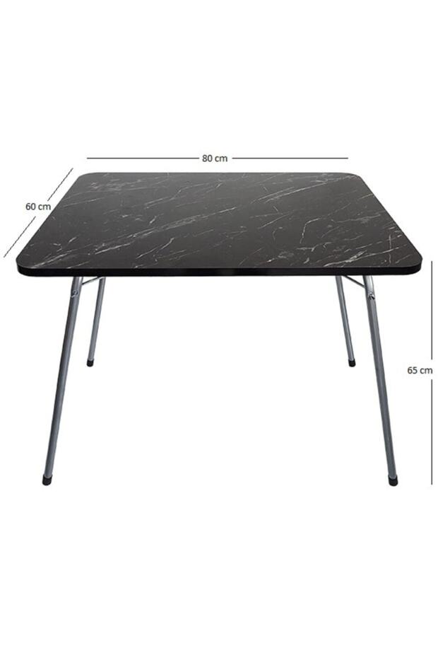60x80 Granit Desenli Katlanır Masa + 4 Adet Katlanır Sandalye Kamp Seti Bahçe Takımı Yeşil - 3