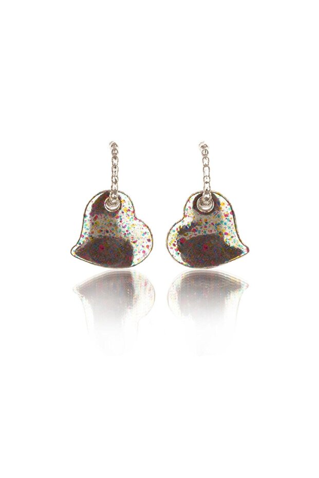 Speckled Color Antiallergic Heart Earrings
